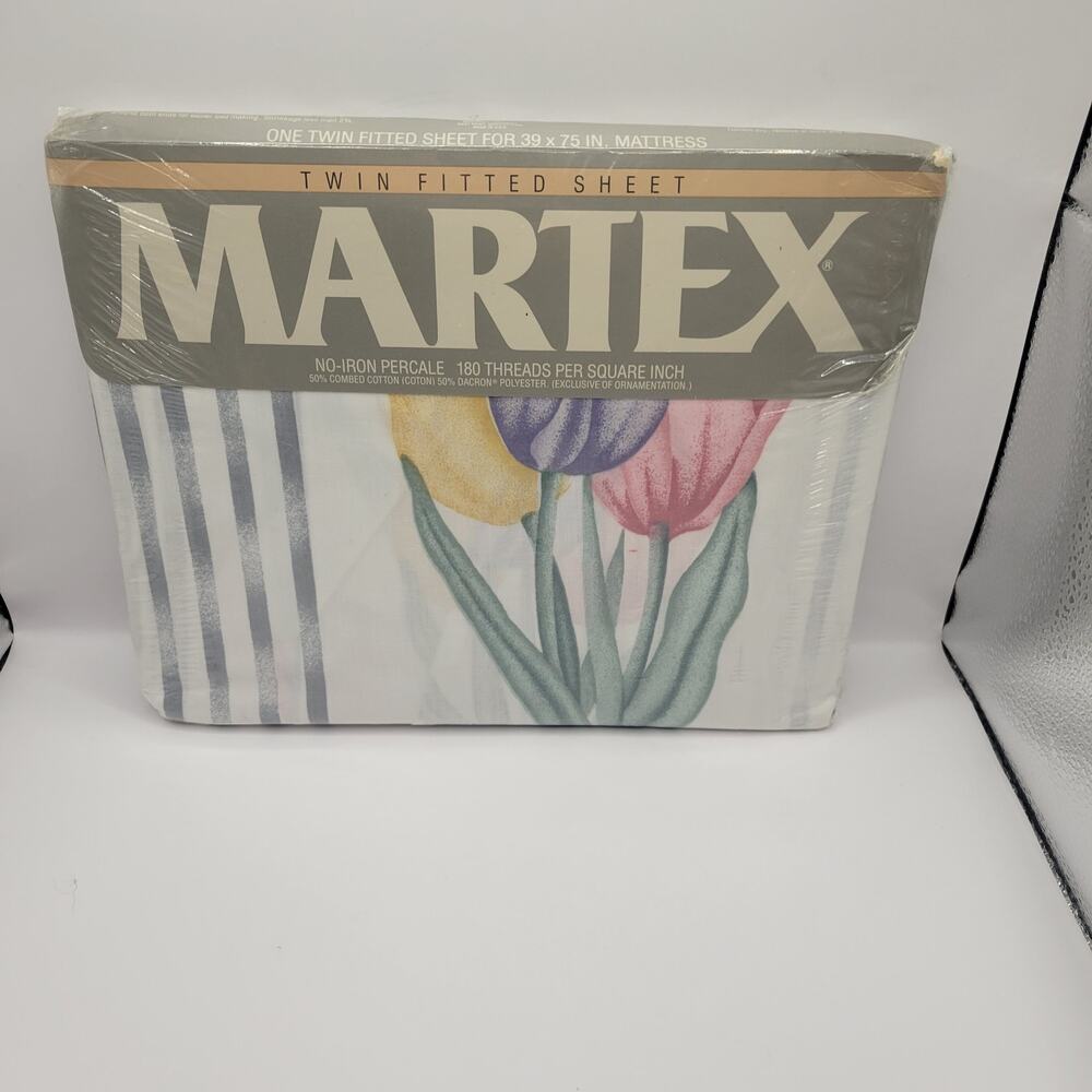 Vintage Martex Floral Spring Flowers Twin Fitted Sheet NIP
